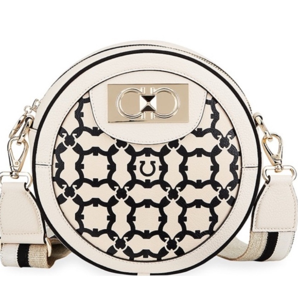 Salvatore Ferragamo Cream and Black Crossbody Bag